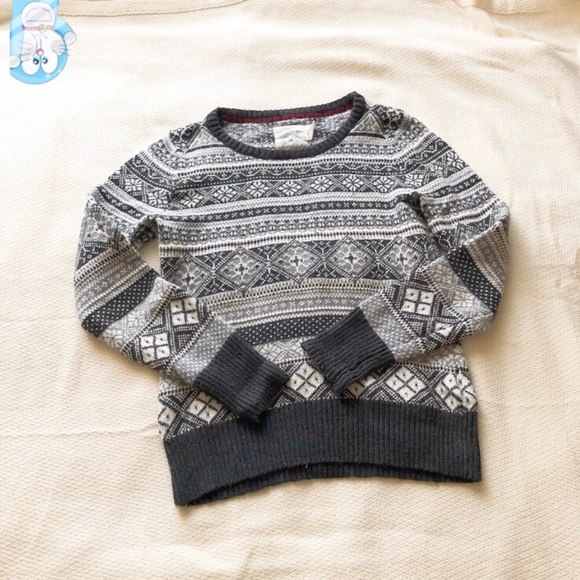 H&M Knitted Grey & White Patterned Sweater - Picture 1 of 10